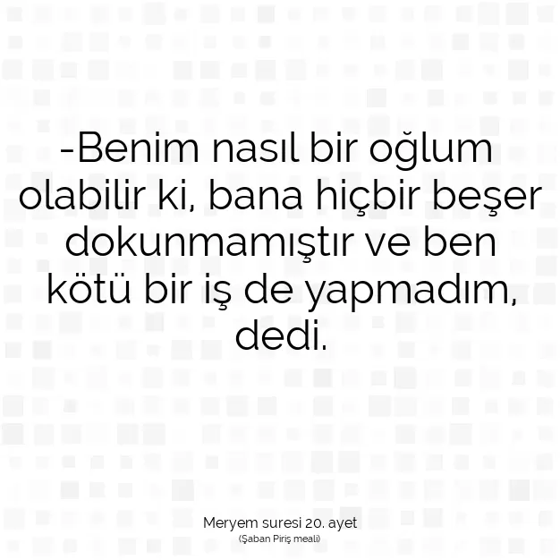 Ayetbul | Kuran Mealleri | Quran | Meryem suresi 20. ayet