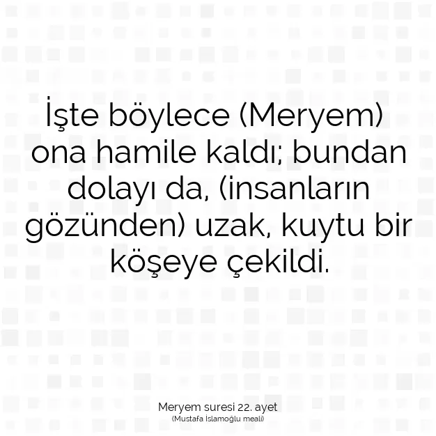 Ayetbul | Kuran Mealleri | Quran | Meryem suresi 22. ayet