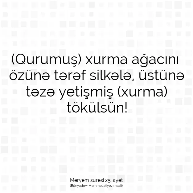 Ayetbul | Kuran Mealleri | Quran | Meryem suresi 25. ayet