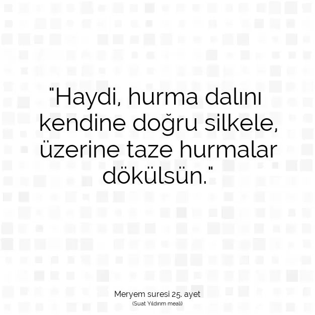 Ayetbul | Kuran Mealleri | Quran | Meryem suresi 25. ayet