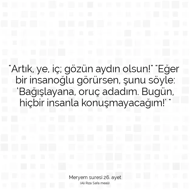 Ayetbul | Kuran Mealleri | Quran | Meryem suresi 26. ayet