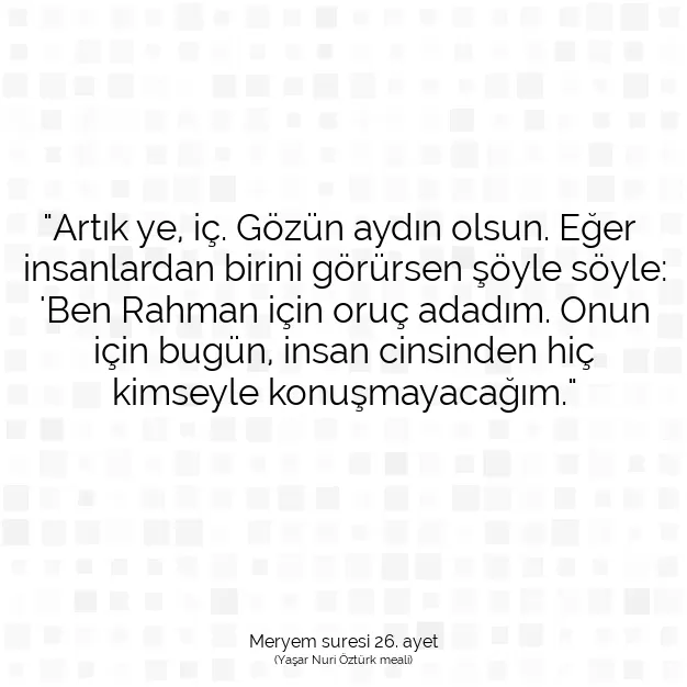 Ayetbul | Kuran Mealleri | Quran | Meryem suresi 26. ayet