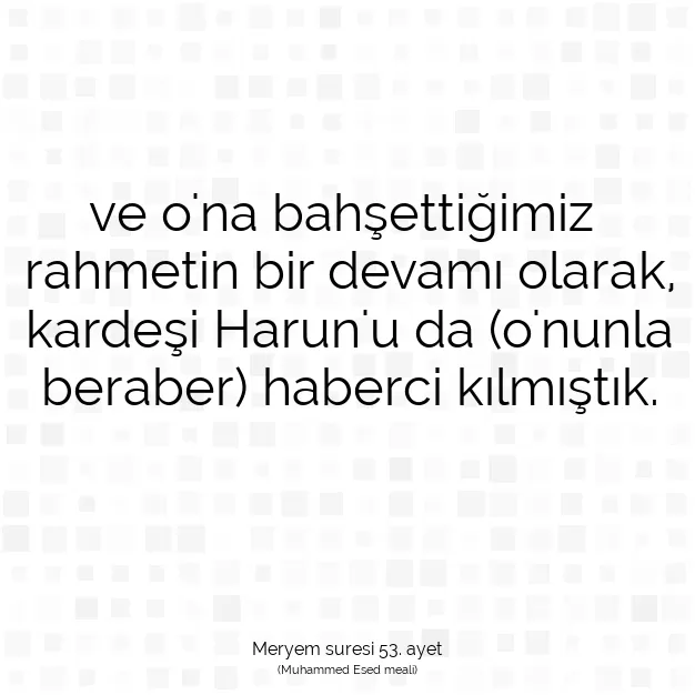 Ayetbul | Kuran Mealleri | Quran | Meryem suresi 53. ayet