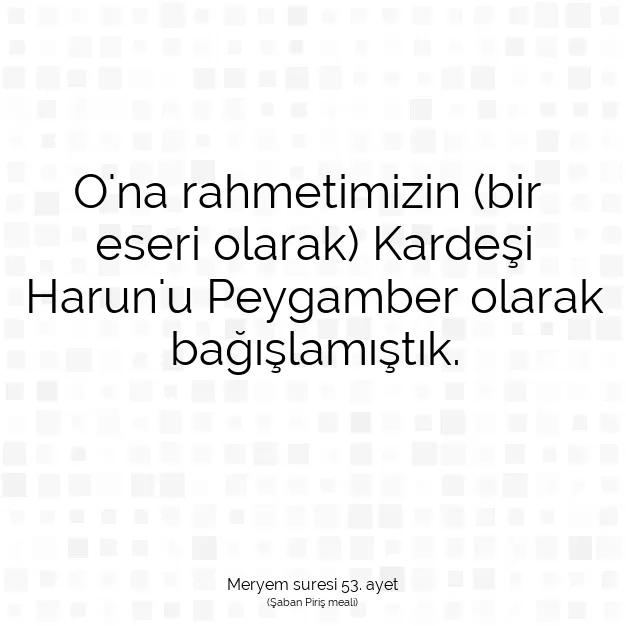 Ayetbul | Kuran Mealleri | Quran | Meryem suresi 53. ayet