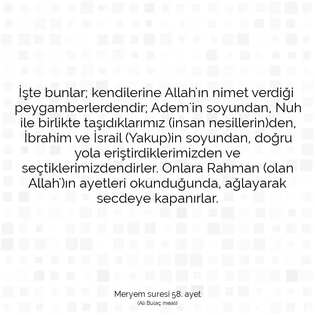 Ayetbul | Kuran Mealleri | Quran | Meryem suresi 58. ayet