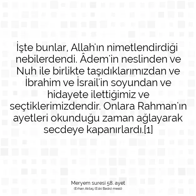 Ayetbul | Kuran Mealleri | Quran | Meryem suresi 58. ayet