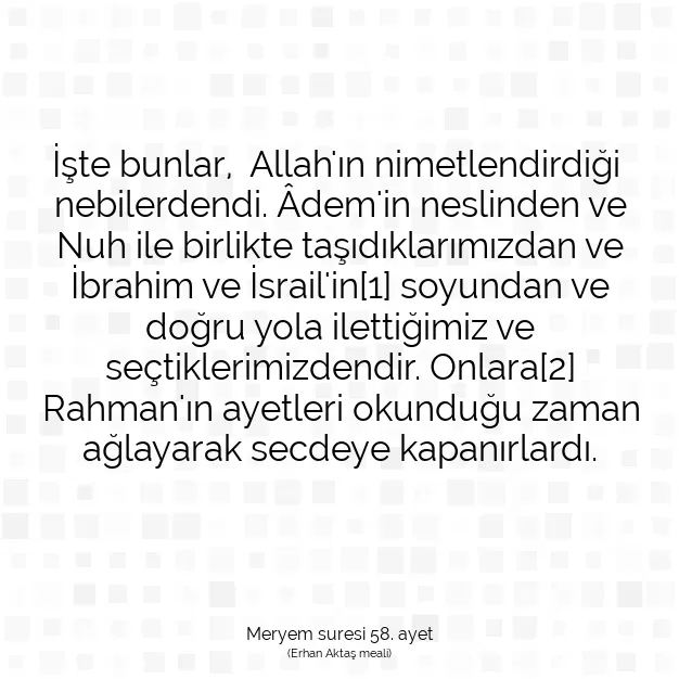 Ayetbul | Kuran Mealleri | Quran | Meryem suresi 58. ayet