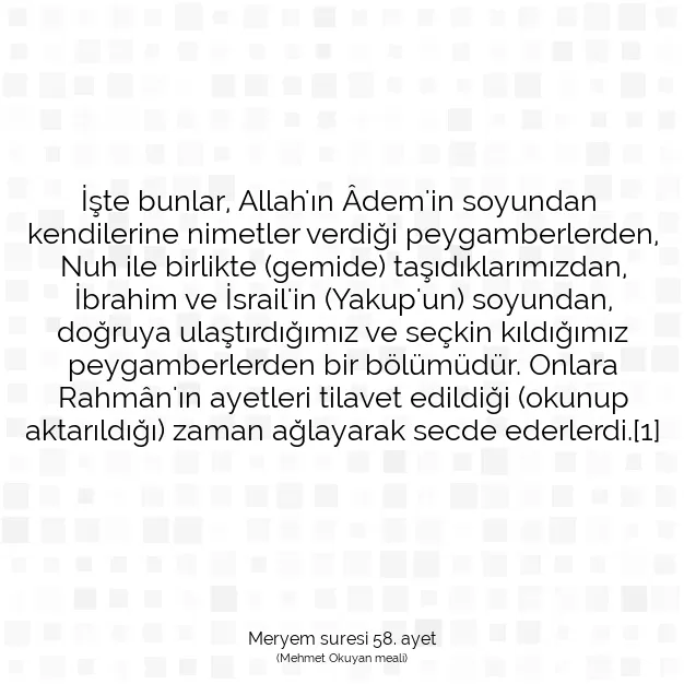 Ayetbul | Kuran Mealleri | Quran | Meryem suresi 58. ayet