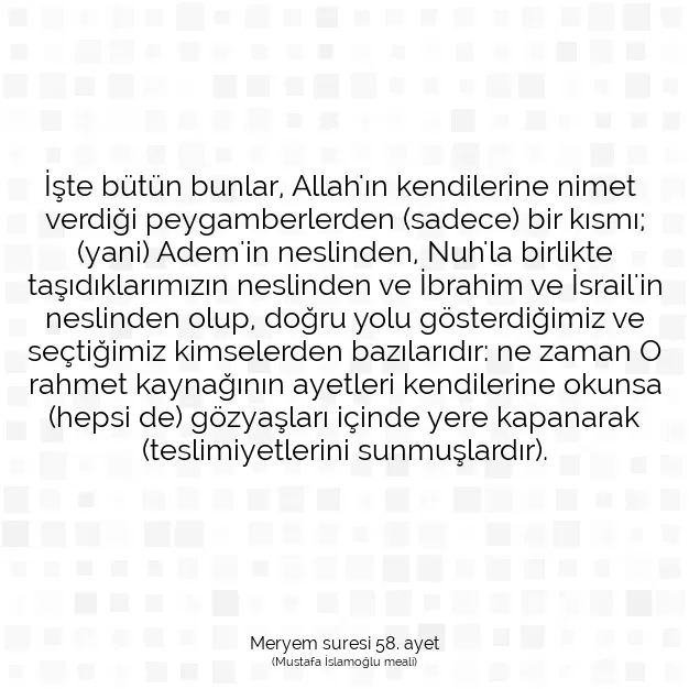 Ayetbul | Kuran Mealleri | Quran | Meryem suresi 58. ayet