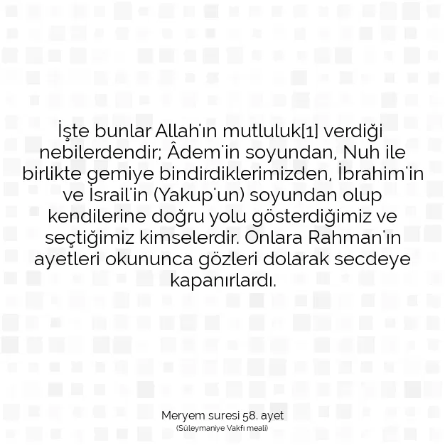 Ayetbul | Kuran Mealleri | Quran | Meryem suresi 58. ayet