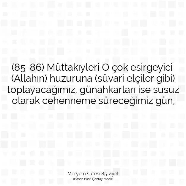 Ayetbul | Kuran Mealleri | Quran | Meryem suresi 85. ayet