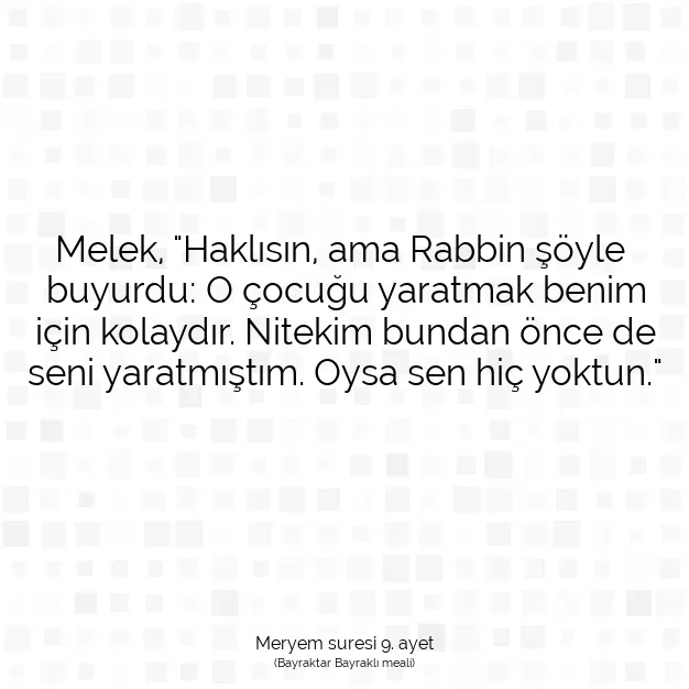 Ayetbul | Kuran Mealleri | Quran | Meryem suresi 9. ayet