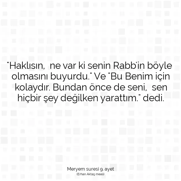 Ayetbul | Kuran Mealleri | Quran | Meryem suresi 9. ayet