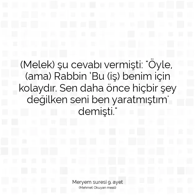 Ayetbul | Kuran Mealleri | Quran | Meryem suresi 9. ayet