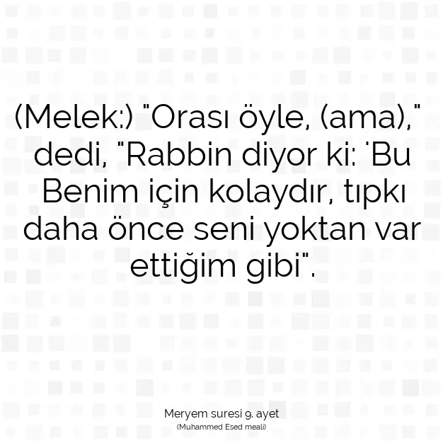 Ayetbul | Kuran Mealleri | Quran | Meryem suresi 9. ayet