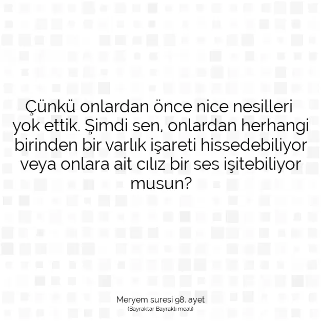 Ayetbul | Kuran Mealleri | Quran | Meryem suresi 98. ayet