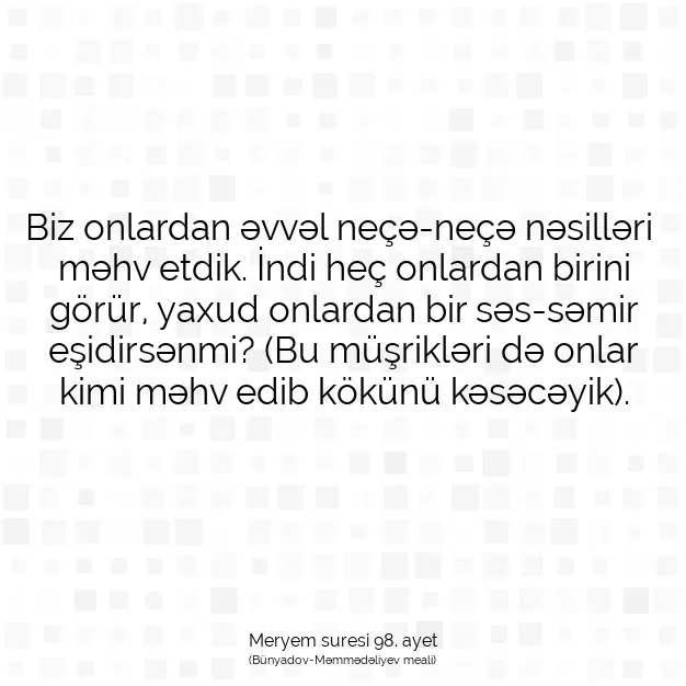 Ayetbul | Kuran Mealleri | Quran | Meryem suresi 98. ayet