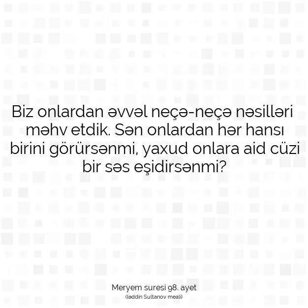 Ayetbul | Kuran Mealleri | Quran | Meryem suresi 98. ayet