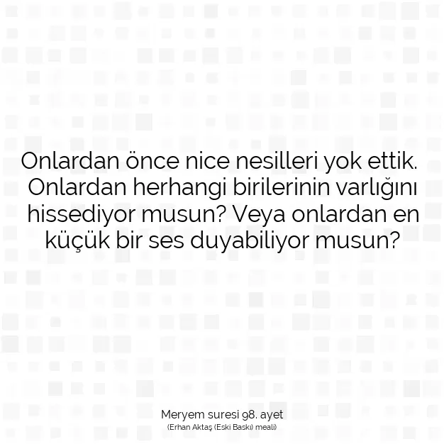 Ayetbul | Kuran Mealleri | Quran | Meryem suresi 98. ayet