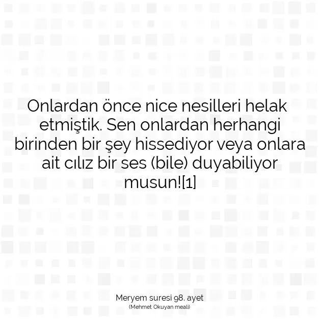 Ayetbul | Kuran Mealleri | Quran | Meryem suresi 98. ayet