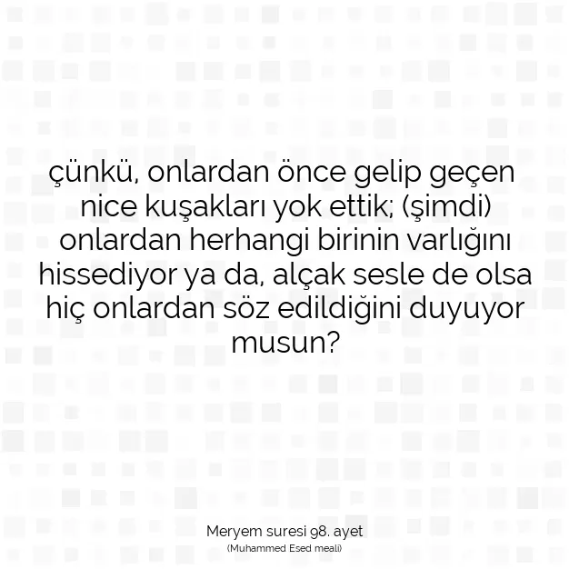 Ayetbul | Kuran Mealleri | Quran | Meryem suresi 98. ayet