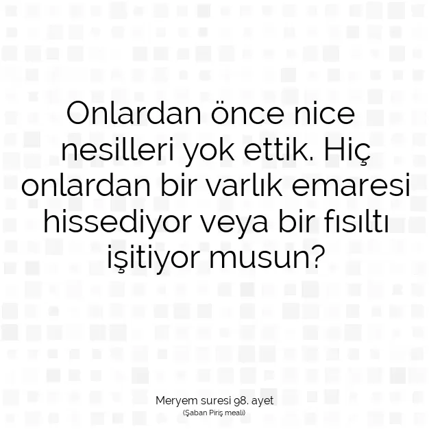 Ayetbul | Kuran Mealleri | Quran | Meryem suresi 98. ayet