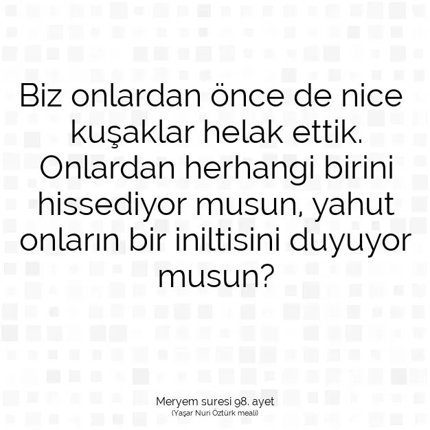 Ayetbul | Kuran Mealleri | Quran | Meryem suresi 98. ayet