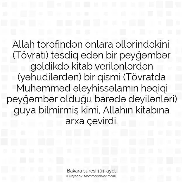 Ayetbul | Kuran Mealleri | Quran | Bakara suresi 101. ayet