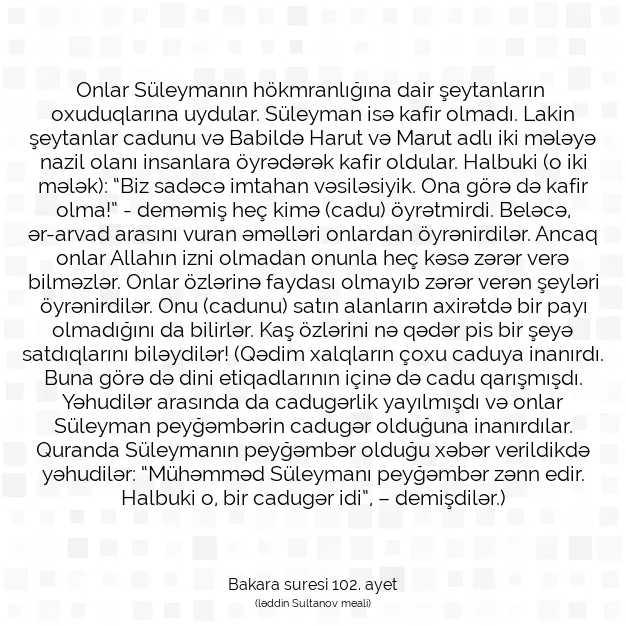 Ayetbul | Kuran Mealleri | Quran | Bakara suresi 102. ayet