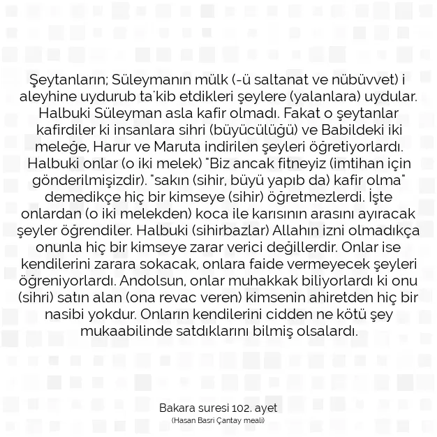 Ayetbul | Kuran Mealleri | Quran | Bakara suresi 102. ayet