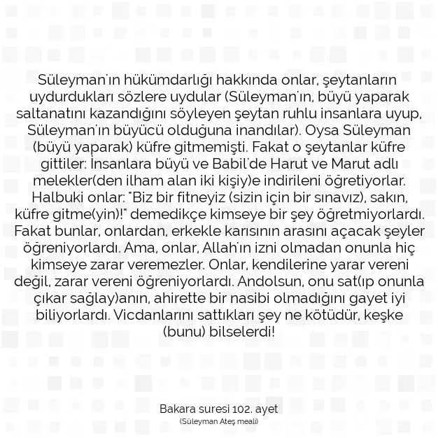 Ayetbul | Kuran Mealleri | Quran | Bakara suresi 102. ayet