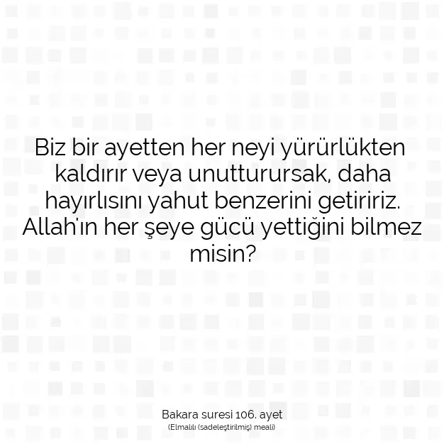 Ayetbul | Kuran Mealleri | Quran | Bakara suresi 106. ayet