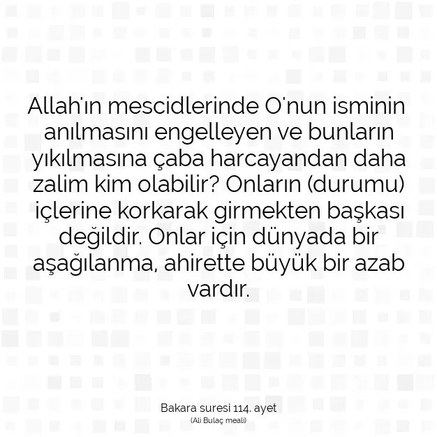 Ayetbul | Kuran Mealleri | Quran | Bakara suresi 114. ayet