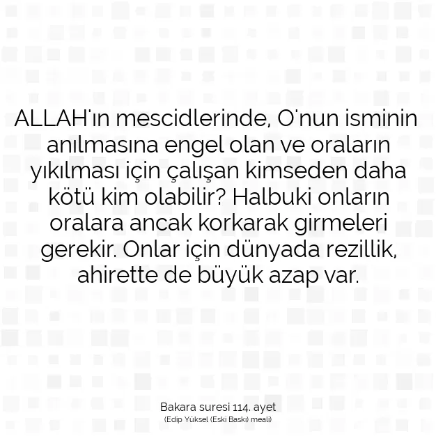 Ayetbul | Kuran Mealleri | Quran | Bakara suresi 114. ayet