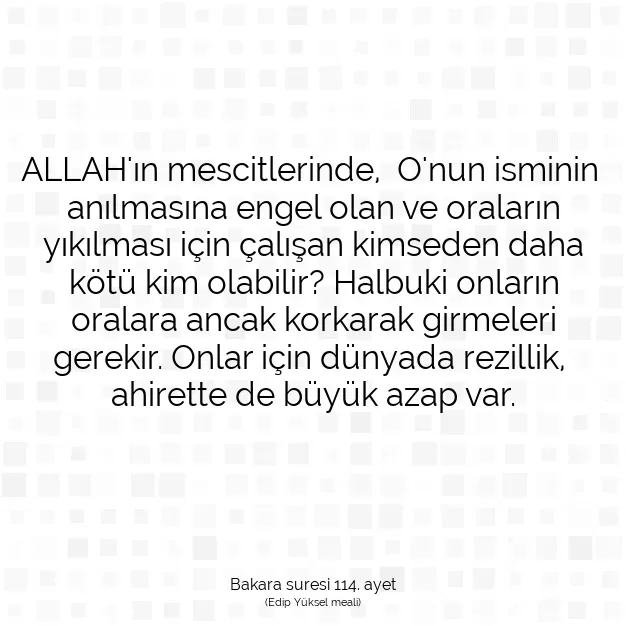 Ayetbul | Kuran Mealleri | Quran | Bakara suresi 114. ayet