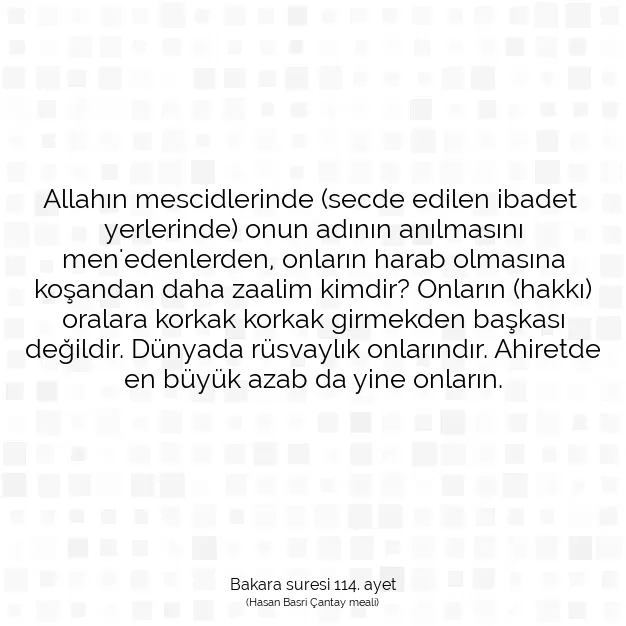 Ayetbul | Kuran Mealleri | Quran | Bakara suresi 114. ayet