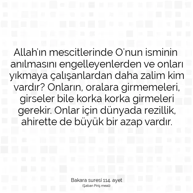 Ayetbul | Kuran Mealleri | Quran | Bakara suresi 114. ayet