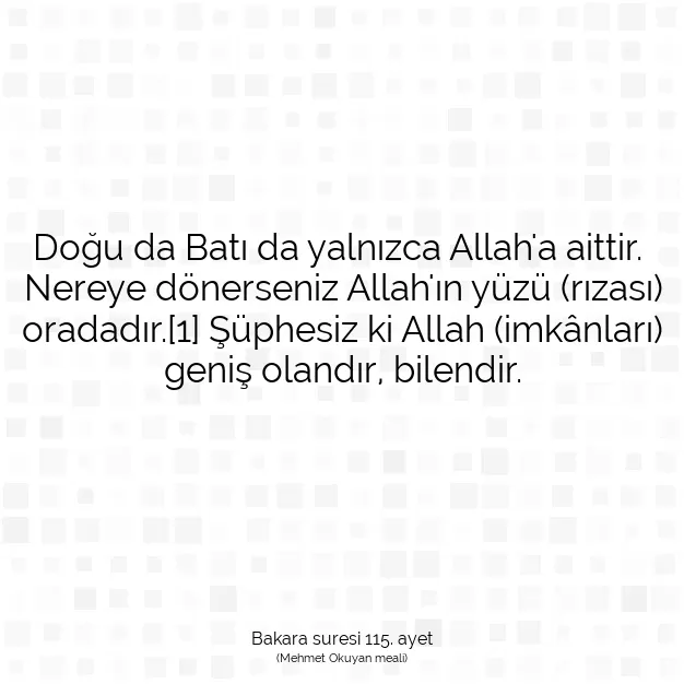 Ayetbul | Kuran Mealleri | Quran | Bakara suresi 115. ayet