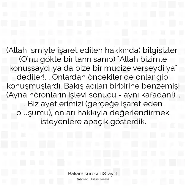 Ayetbul | Kuran Mealleri | Quran | Bakara suresi 118. ayet