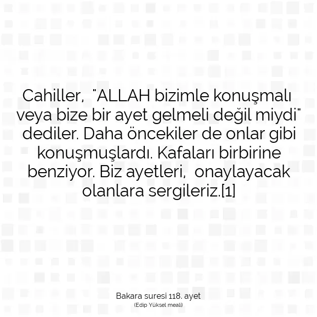 Ayetbul | Kuran Mealleri | Quran | Bakara suresi 118. ayet