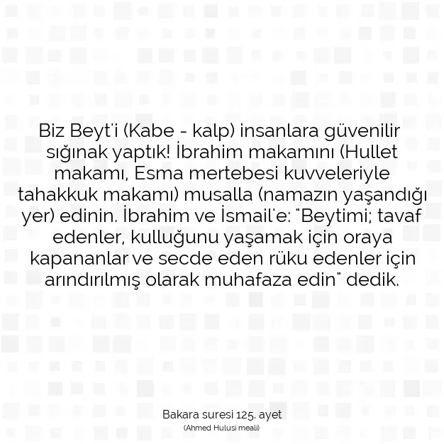 Ayetbul | Kuran Mealleri | Quran | Bakara suresi 125. ayet