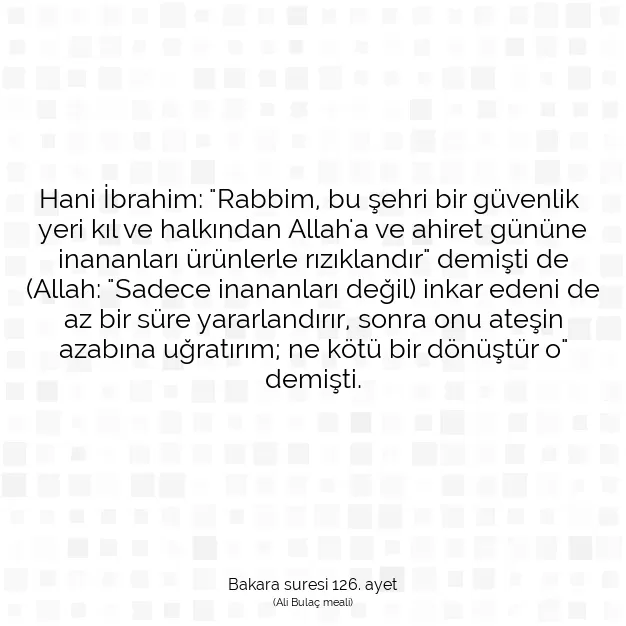 Ayetbul | Kuran Mealleri | Quran | Bakara suresi 126. ayet