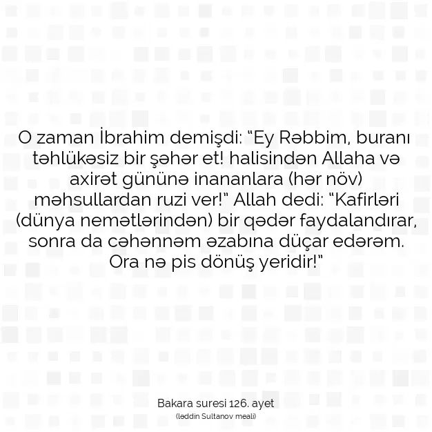 Ayetbul | Kuran Mealleri | Quran | Bakara suresi 126. ayet