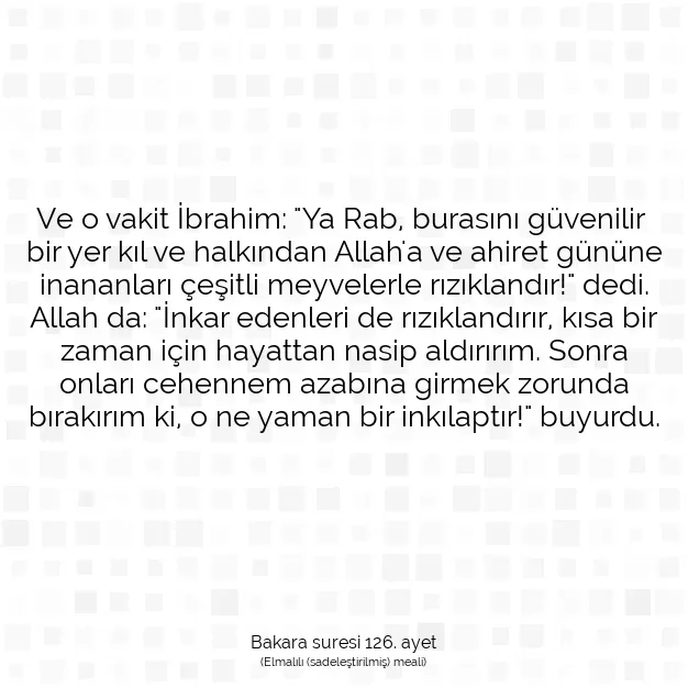 Ayetbul | Kuran Mealleri | Quran | Bakara suresi 126. ayet