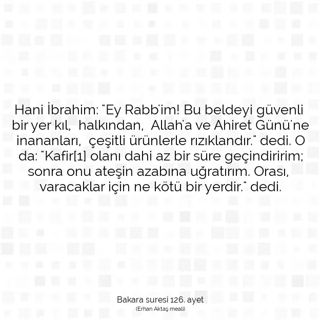 Ayetbul | Kuran Mealleri | Quran | Bakara suresi 126. ayet