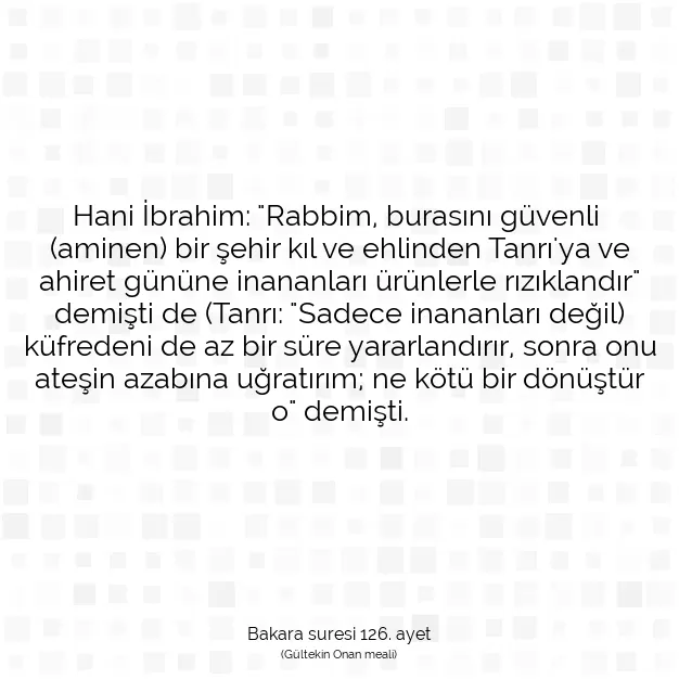 Ayetbul | Kuran Mealleri | Quran | Bakara suresi 126. ayet