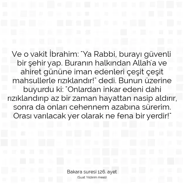 Ayetbul | Kuran Mealleri | Quran | Bakara suresi 126. ayet