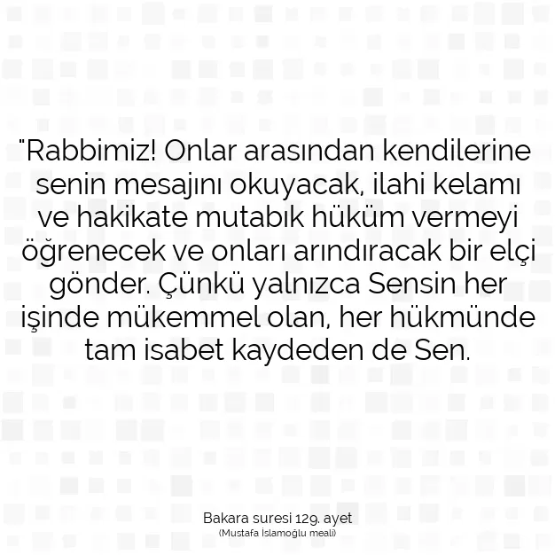 Ayetbul | Kuran Mealleri | Quran | Bakara suresi 129. ayet