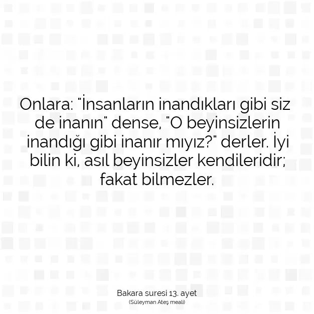 Ayetbul | Kuran Mealleri | Quran | Bakara suresi 13. ayet