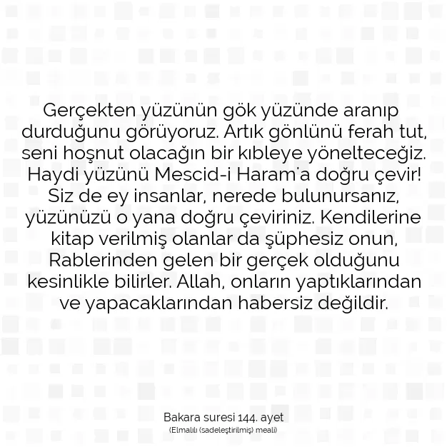 Ayetbul | Kuran Mealleri | Quran | Bakara suresi 144. ayet